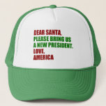 Casquette Drôle nouveau président politique pour Noël<br><div class="desc">Cher Père Noël,  amenez-nous un nouveau président. Amour,  Amérique. Un drôle de casquette politique de Noël pour les Américains prêt pour l'élection de 2024. stickers humour de vacances.</div>