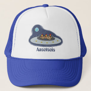Casquette Drôle poule dans l'espace dessin animé