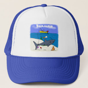 Casquette Drôle requin couché et dessin animé de pêche