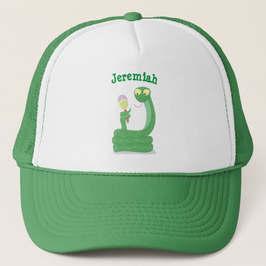 Casquette Drôle serpent vert avec caricature maraca (Devant)
