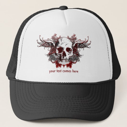 casquette du crâne rouge foncé (Devant)