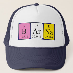 Casquette du nom de table périodique Barna