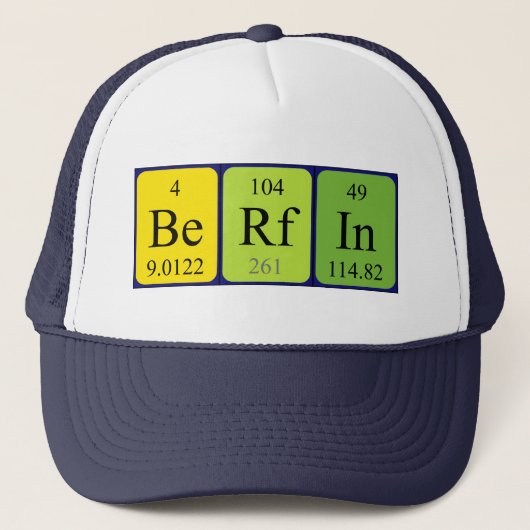 Casquette du nom de table périodique Berfin (Devant)