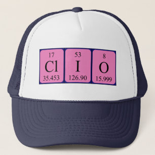 Casquette du nom de table périodique clio