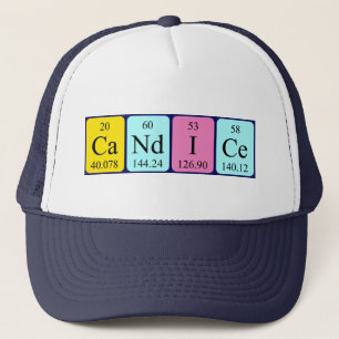 Casquette du nom de table périodique de la canne