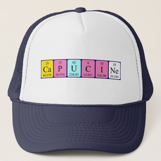 Casquette du nom de table périodique de la capucin (Devant)