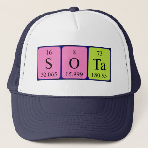 Casquette du nom de table périodique du quota