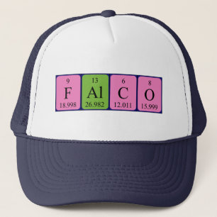 Casquette du nom de table périodique Falco