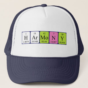 Casquette du nom de table périodique Harmony