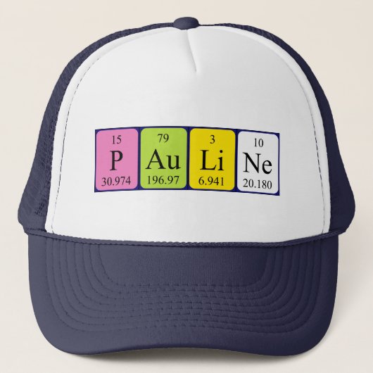 Casquette du nom de table périodique Pauline (Devant)