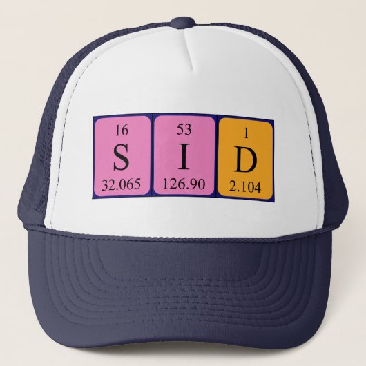 Casquette du nom de table périodique Sid (Devant)