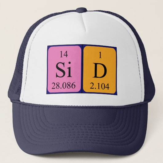 Casquette du nom de table périodique Sid (Devant)