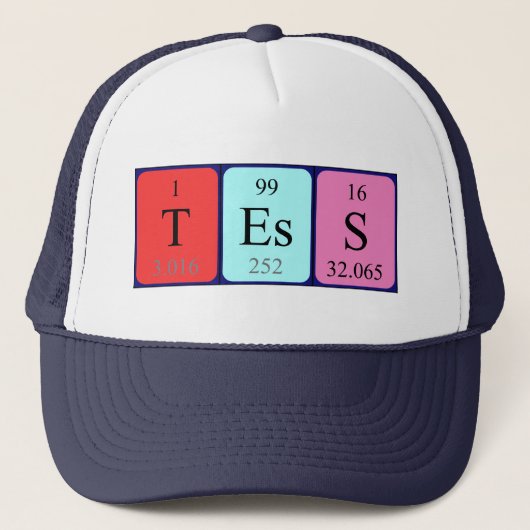 Casquette du nom de table périodique Tess (Devant)