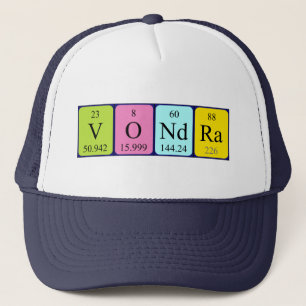 Casquette du nom de table périodique Vondra