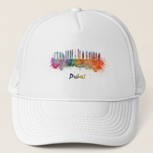 Casquette Dubaï V2 skyline en aquarelle (Devant)