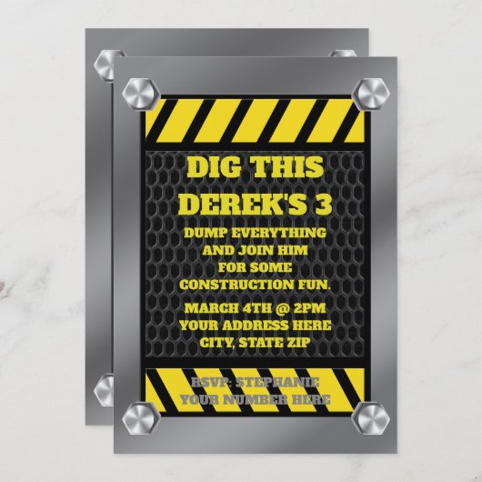 Casquette dur en acier de construction Invitation  (Devant / Derrière)