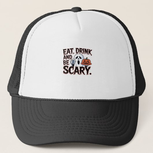 Casquette Eat Drink Be Scary Halloween Pumpkin Creative Styl (Devant)