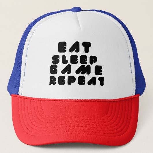 Casquette Eat Sleep Game Repeat – Gamer Quote (Devant)