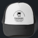 Casquette École dentaire personnalisée Dentiste diplômé Noir<br><div class="desc">Cette tenue de casquette de diplôme d'une école noire personnalisée comporte une dent portant une casquette de fin d'études pour une classe de 2025 diplômée en dentisterie. Customisez avec votre année de graduation pour un grand cadeau personnalisé d'hygiéniste dentaire,  d'orthodontiste ou de dentiste.</div>