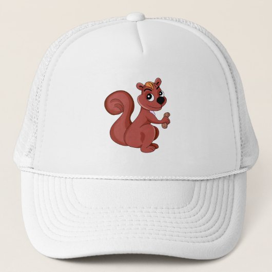 Casquette Écureuil de dessin animé mignon avec une cacahuète (Devant)
