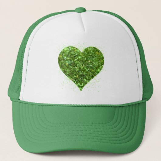 Casquette Élégant coeur de parties scintillant vert étincela (Devant)