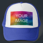 Casquette Elégant Modèle moderne blanc et bleu royal<br><div class="desc">Blanc Et Royal Bleu Élégant Modèle Moderne Créer Votre Propre Télécharger Image Logo Photo Trucker Chapeau.</div>