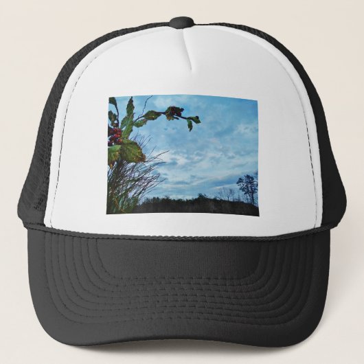 Casquette Élégant Noël Holly, ciel bleu (Devant)