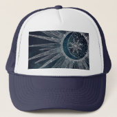 Casquette Elégant Silver Sun Moon Doodle Mandala Blue Design (Devant)
