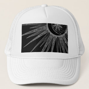 Casquette Elégant Silver Sun Moon Mandala Black Design