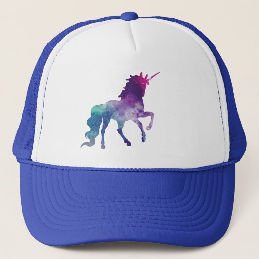 Casquette Elégante aquarelle Bleu violet Unicorne moderne (Devant)