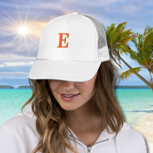 Casquette Élégante Lettre initiale 3D rouge orange   Corail
