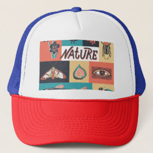 Casquette Éléments de la nature, Icônes de style rétro.