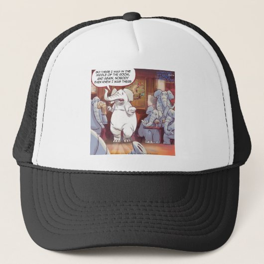 Casquette Éléphant Blanc Drôle Dans La Pièce (Devant)