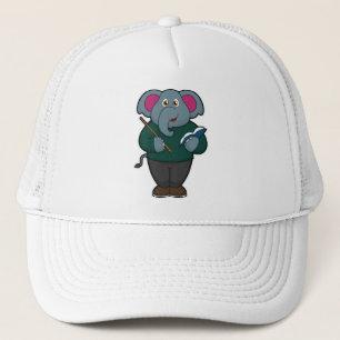 Casquette Elephant en tant qu'enseignant avec livre et point