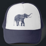 Casquette Eléphant floral bleu marine<br><div class="desc">Un joli éléphant floral bleu marine. N'importe quelle couleur peut être demandée sur ceci ou sur n'importe quel de mes designs.</div>