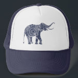 Casquette Eléphant floral bleu marine<br><div class="desc">Un joli éléphant floral bleu marine. N'importe quelle couleur peut être demandée sur ceci ou sur n'importe quel de mes designs.</div>