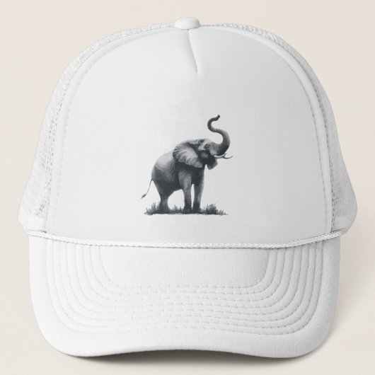 Casquette Eléphant majestueux avec tronc élevé (Devant)