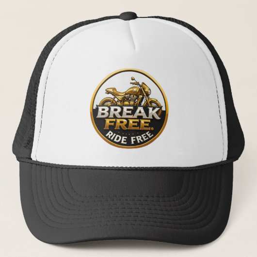 Casquette Emblème de moto doré avec texte gras (Devant)