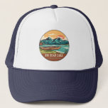Casquette Emblème de pêche nautique Big Bear Lake California<br><div class="desc">Grand lac de l'Ours dessiné à la main illustration avec canot,  tentes et montagnes dans l'arrière - plan. Parfait pour tous ceux qui aiment visiter Big Bear Lake.</div>
