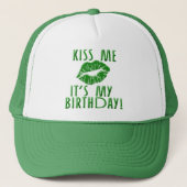 Casquette Embrasse-moi C'est mon anniversaire en vert (Devant)