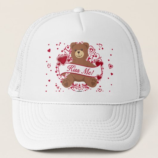 Casquette Embrasse-Moi ! Ours en peluche de la Saint-Valenti (Devant)