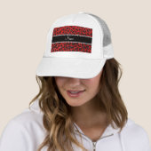 Casquette Empreinte de léopard de parties scintillant rouge  (En situation)
