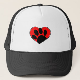 Casquette Empreinte de patte Amoureux des chiens Et Coeur Ro