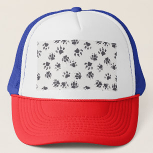 Casquette Empreintes Paw : Chien Monochrome Sans Seamless.