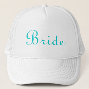 Casquette en lettres turquoise de jeune mariée