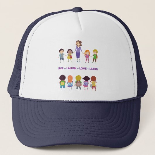 Casquette Enseignant de l'école Live ~ Laugh ~ Love ~ Learn (Devant)