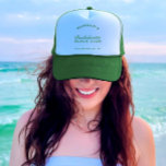 Casquette Enterrement de Vie de Jeune Fille Vert Rétro Moder<br><div class="desc">Ce chapeau combine sans effort le charme rétro avec une touche moderne, avec un design élégant en vert. Que vous alliez à la plage ou en ville, ce chapeau de camionneur est un accessoire chic pour célébrer le jour spécial de la mariée. Adoptez les vibes ludiques avec le Chapeau de...</div>