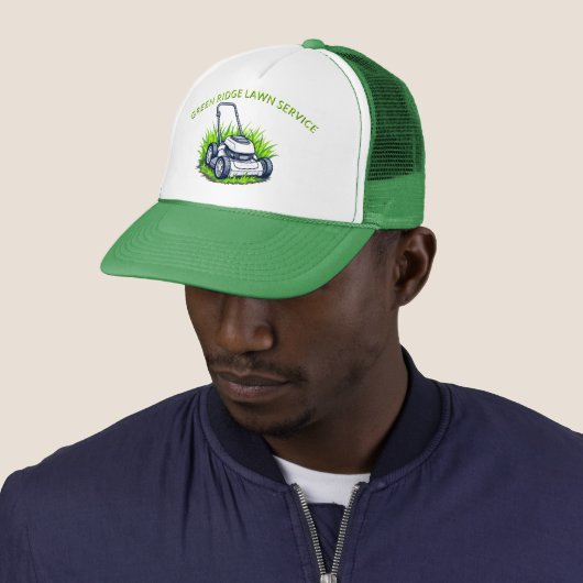 Casquette Entretien et service professionnel de pelouse vert (En situation)