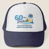 Casquette Équipage d'anniversaire Retro Sunset Beach (Devant)