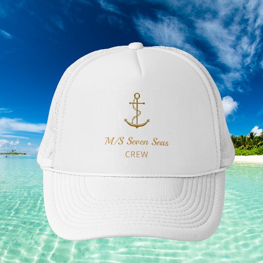 Casquette équipage du yacht d'ancrage en or blanc